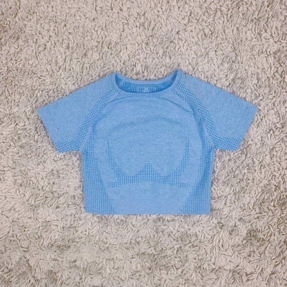 3Pc Blue Vital Seamless Set (Shorts,Leggings,Top) - Picture 2 of 4